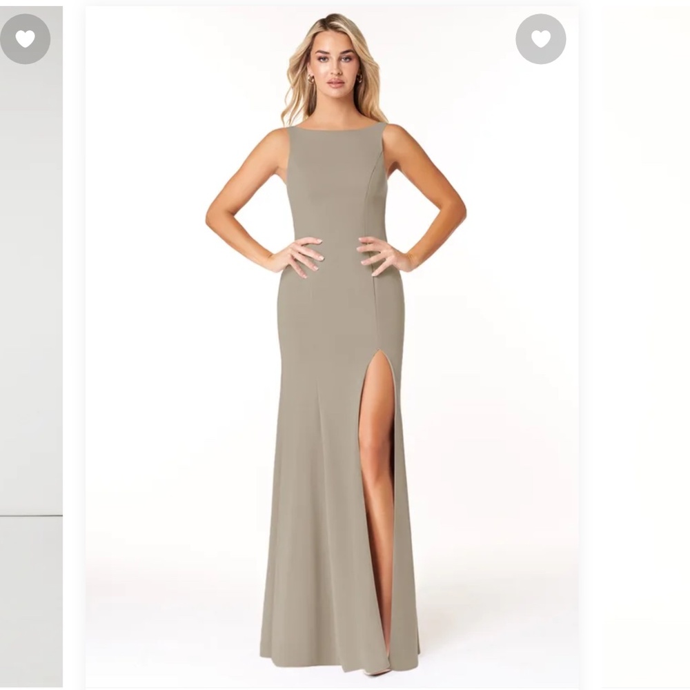 Azazie mermaid scoop side slit crepe stretch bridesmaid or formal dress, 8